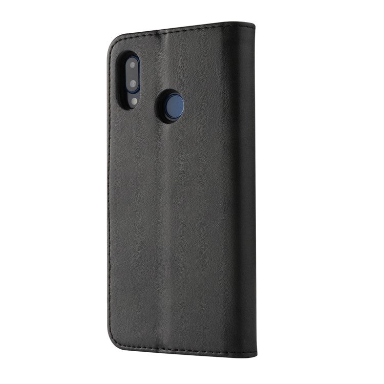 LC.IMEEKE Leather Mobile Phone Case for Huawei P20 Lite/Nova 3e with Reversible Magnetic Clasp Wallet Stand Functions - Black