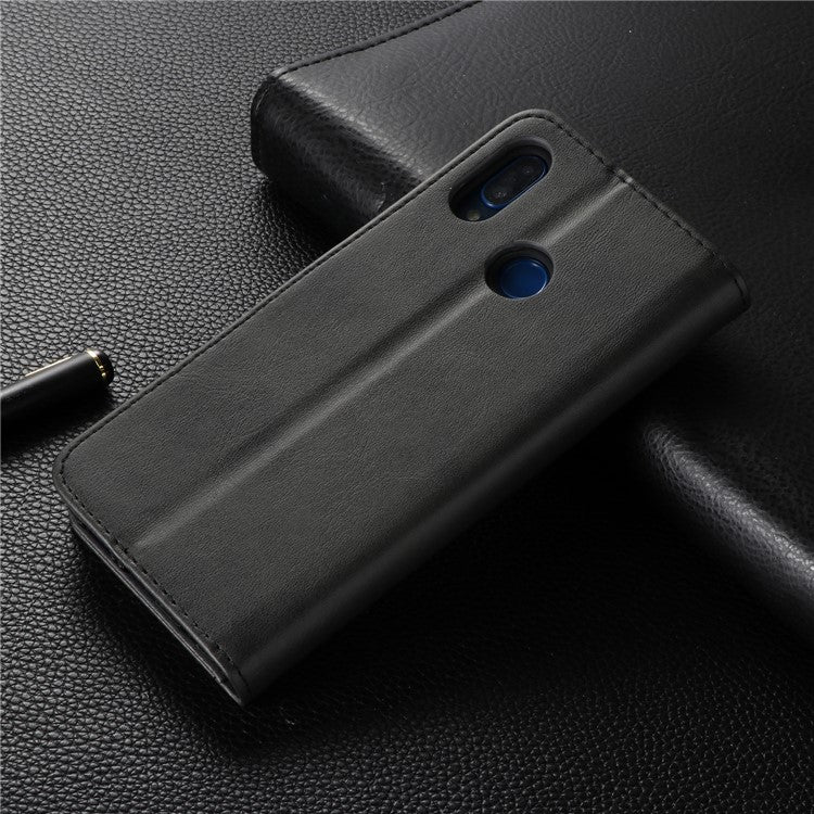 LC.IMEEKE Leather Mobile Phone Case for Huawei P20 Lite/Nova 3e with Reversible Magnetic Clasp Wallet Stand Functions - Black