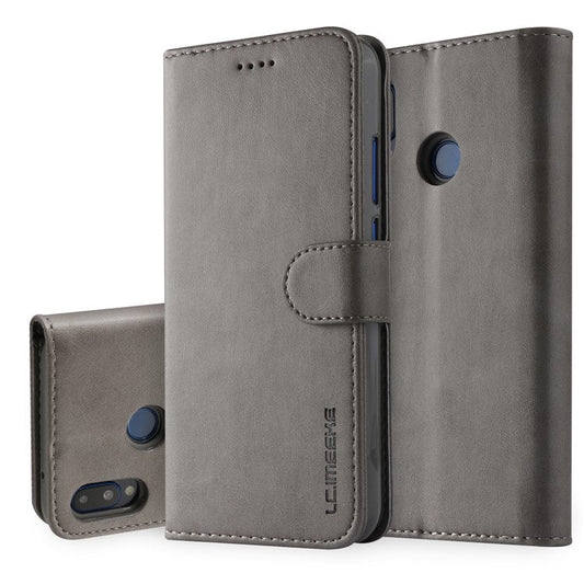 LC.IMEEKE Leather Mobile Phone Case for Huawei P20 Lite/Nova 3e with Reversible Magnetic Clasp Wallet Stand Functions  - Grey