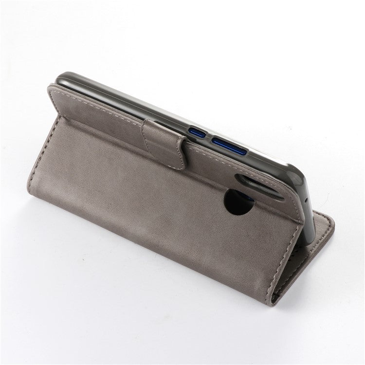 LC.IMEEKE Leather Mobile Phone Case for Huawei P20 Lite/Nova 3e with Reversible Magnetic Clasp Wallet Stand Functions  - Grey