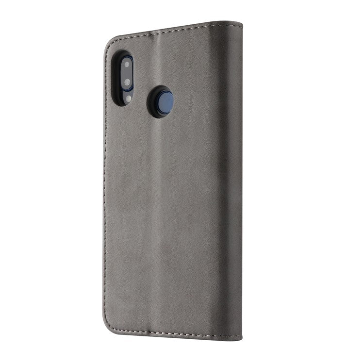 LC.IMEEKE Leather Mobile Phone Case for Huawei P20 Lite/Nova 3e with Reversible Magnetic Clasp Wallet Stand Functions  - Grey