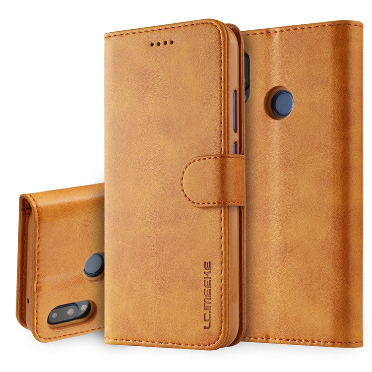LC.IMEEKE Leather Mobile Phone Case for Huawei P20 Lite/Nova 3e with Reversible Magnetic Clasp Wallet Stand Functions  - Brown