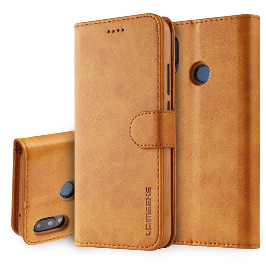LC.IMEEKE Leather Mobile Phone Case for Huawei P20 Lite/Nova 3e with Reversible Magnetic Clasp Wallet Stand Functions  - Brown