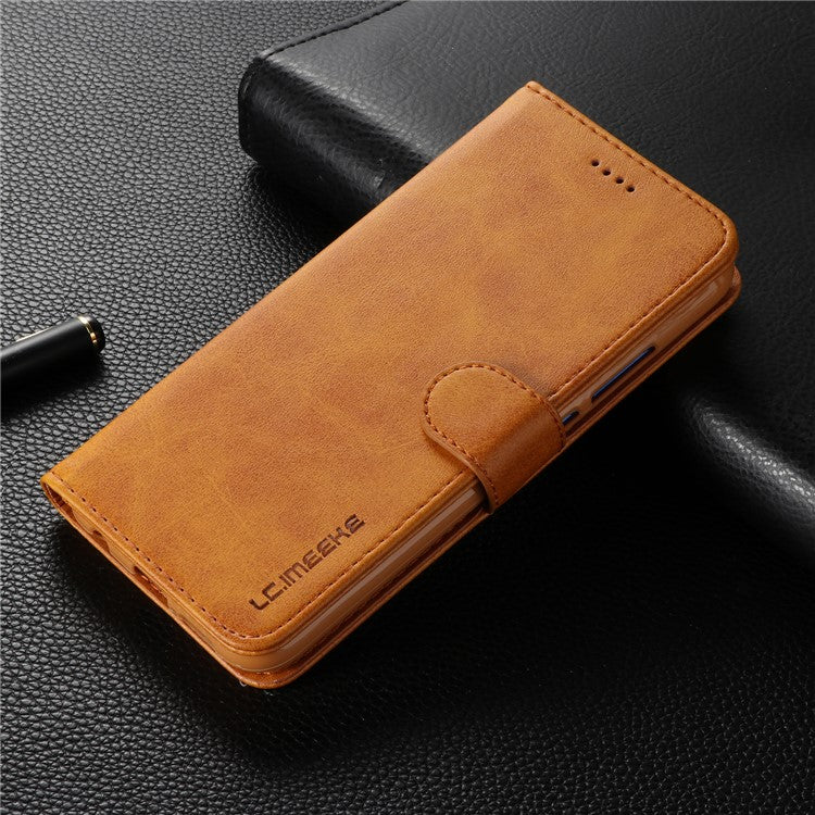 LC.IMEEKE Leather Mobile Phone Case for Huawei P20 Lite/Nova 3e with Reversible Magnetic Clasp Wallet Stand Functions  - Brown