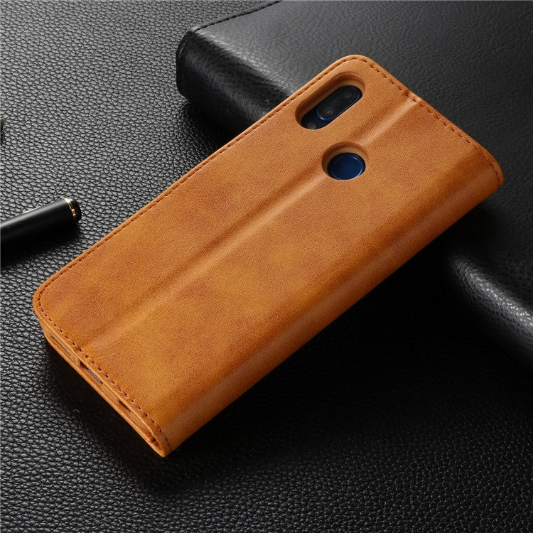 LC.IMEEKE Leather Mobile Phone Case for Huawei P20 Lite/Nova 3e with Reversible Magnetic Clasp Wallet Stand Functions  - Brown