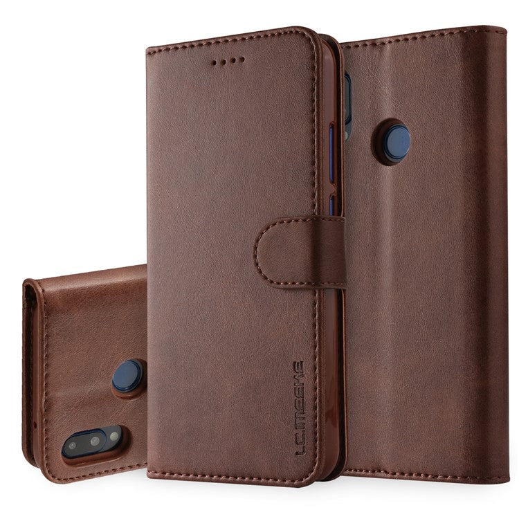 LC.IMEEKE Leather Mobile Phone Case for Huawei P20 Lite/Nova 3e with Reversible Magnetic Clasp Wallet Stand Functions  - Coffee