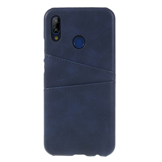 Double Card Slots PU Leather Coated PC Mobile Casing for Huawei P20 Lite / Nova 3e - Dark Blue