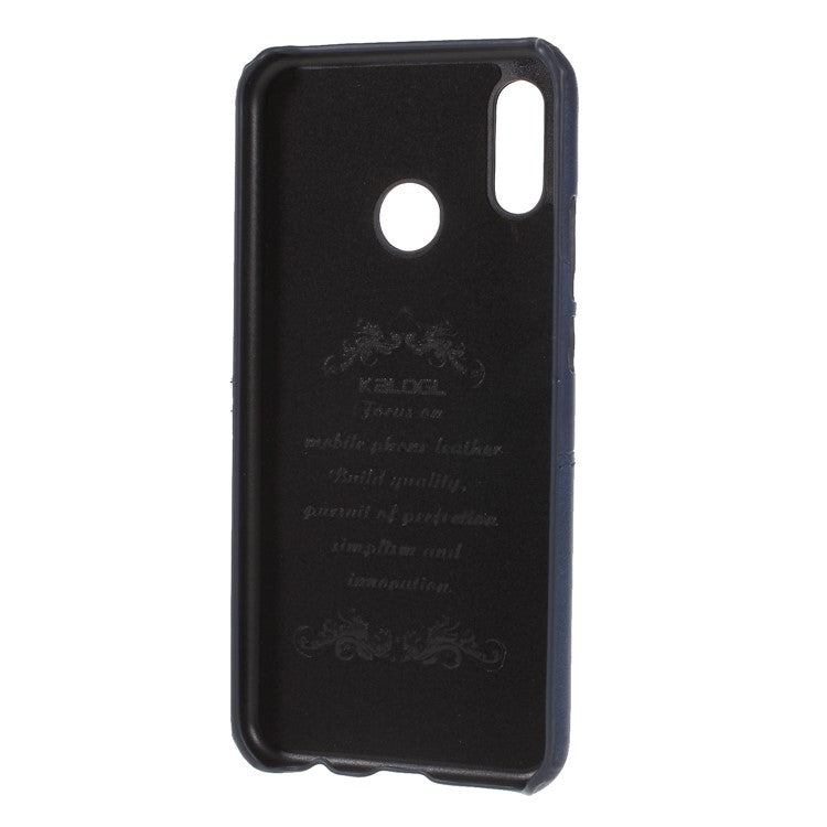 Double Card Slots PU Leather Coated PC Mobile Casing for Huawei P20 Lite / Nova 3e - Dark Blue