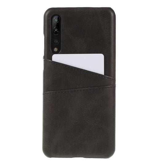 PU Leather Coated PC Phone Cover with Card Holder for Huawei P20 Pro - Black