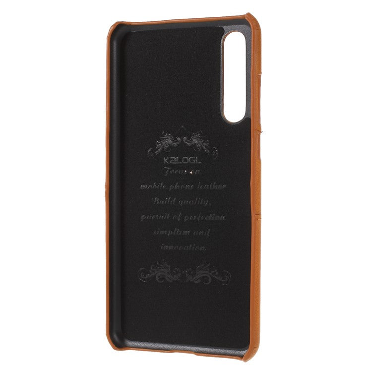 For Huawei P20 Pro Card Holder PU Leather Coated PC Cover Shell - Yellow