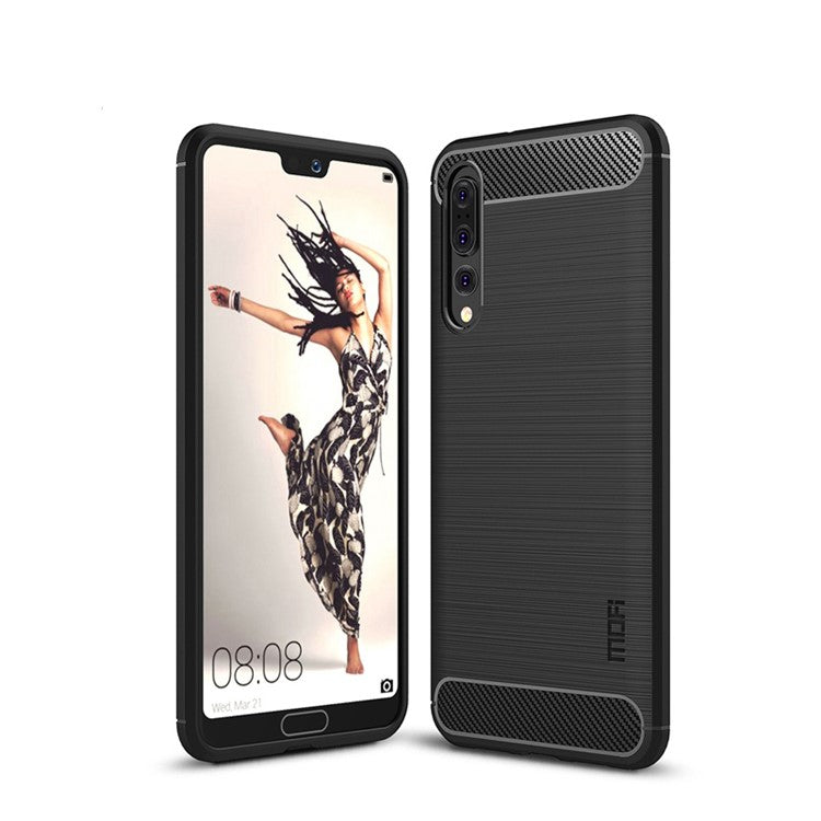 MOFI Carbon Fiber Texture Brushed TPU Case Cover for Huawei P20 Pro - Black