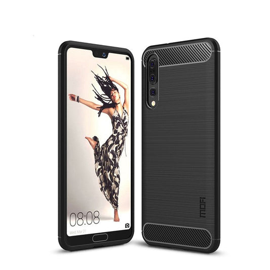 MOFI Carbon Fiber Texture Brushed TPU Case Cover for Huawei P20 Pro - Black