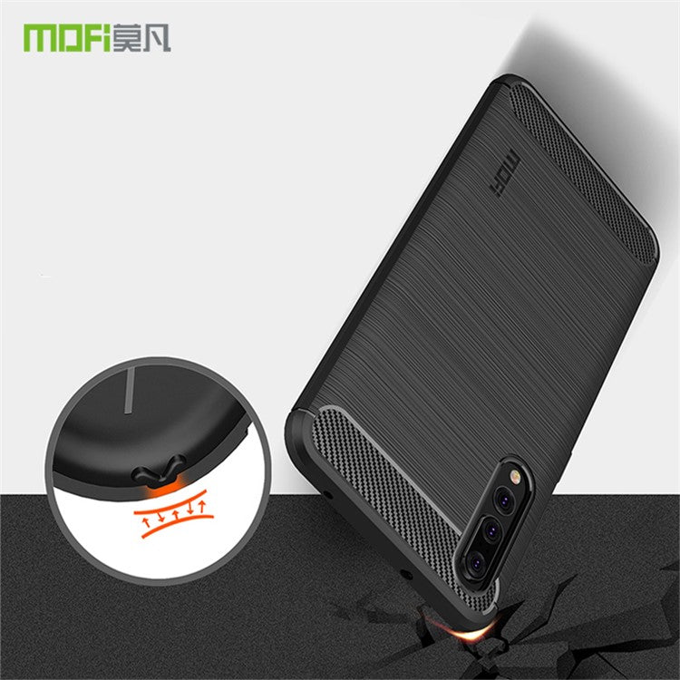 MOFI Carbon Fiber Texture Brushed TPU Case Cover for Huawei P20 Pro - Black