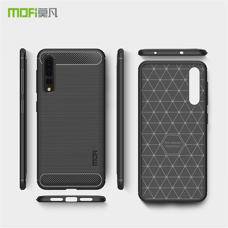 MOFI Carbon Fiber Texture Brushed TPU Case Cover for Huawei P20 Pro - Black