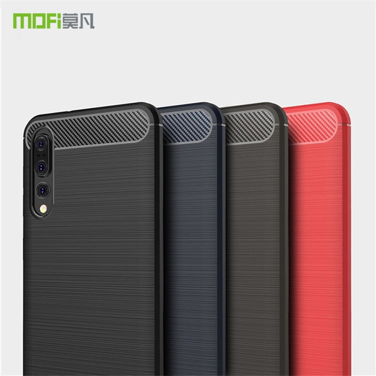 MOFI Carbon Fiber Texture Brushed TPU Case Cover for Huawei P20 Pro - Black