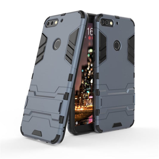 Plastic + TPU Combo Cover Case with Kickstand for Huawei Enjoy 8/Honor 7C /Y7 Prime (2018) - Dark Blue