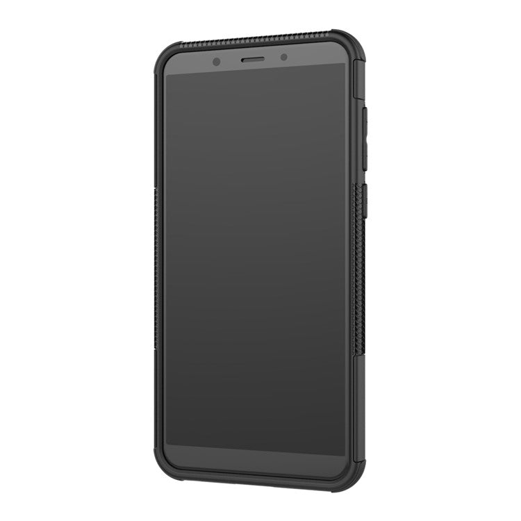 Anti-slip PC + Silicone Hybrid Case with Kickstand for Huawei P Smart / Enjoy 7S - Black