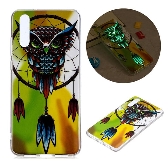 Luminous IMD Patterned Soft TPU Gel Cover for Huawei P20 Pro - Owl and Dream Catcher