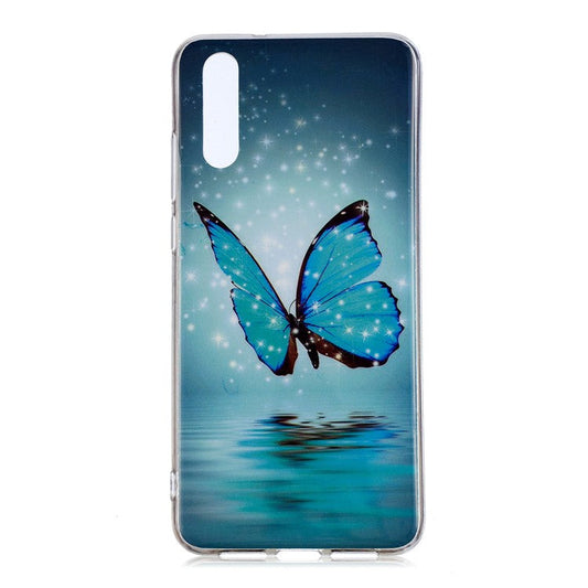 Luminous IMD Patterned Soft TPU Phone Shell for Huawei P20 Pro - Blue Butterfly