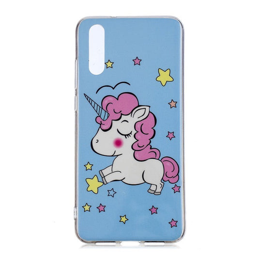 Luminous IMD Patterned Soft TPU Mobile Shell for Huawei P20 Pro - Shy Unicorn