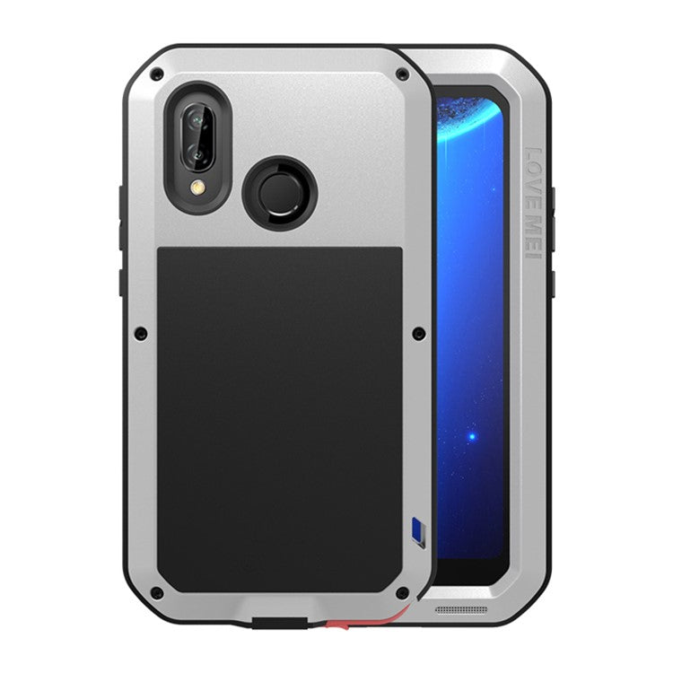 LOVE MEI Dust-proof Shock-proof Splash-proof Powerful Metal Defender Shell for Huawei P20 Lite / Nova 3e - Silver