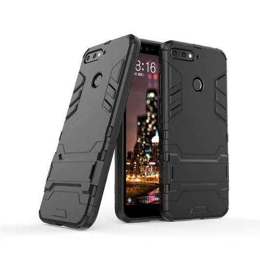 Cool Guard PC TPU Kickstand Case for Huawei Honor 7A (with Fingerprint Sensor)/Honor 7A Pro/Enjoy 8e - Black