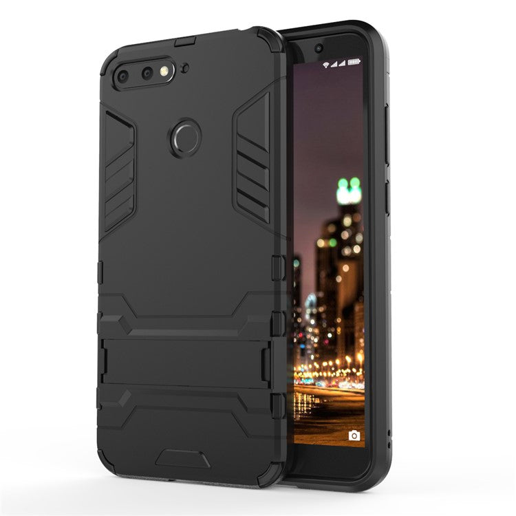 Cool Guard PC TPU Kickstand Case for Huawei Honor 7A (with Fingerprint Sensor)/Honor 7A Pro/Enjoy 8e - Black