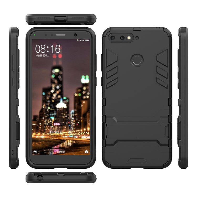 Cool Guard PC TPU Kickstand Case for Huawei Honor 7A (with Fingerprint Sensor)/Honor 7A Pro/Enjoy 8e - Black