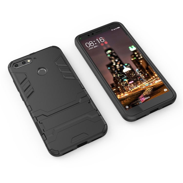 Cool Guard PC TPU Kickstand Case for Huawei Honor 7A (with Fingerprint Sensor)/Honor 7A Pro/Enjoy 8e - Black