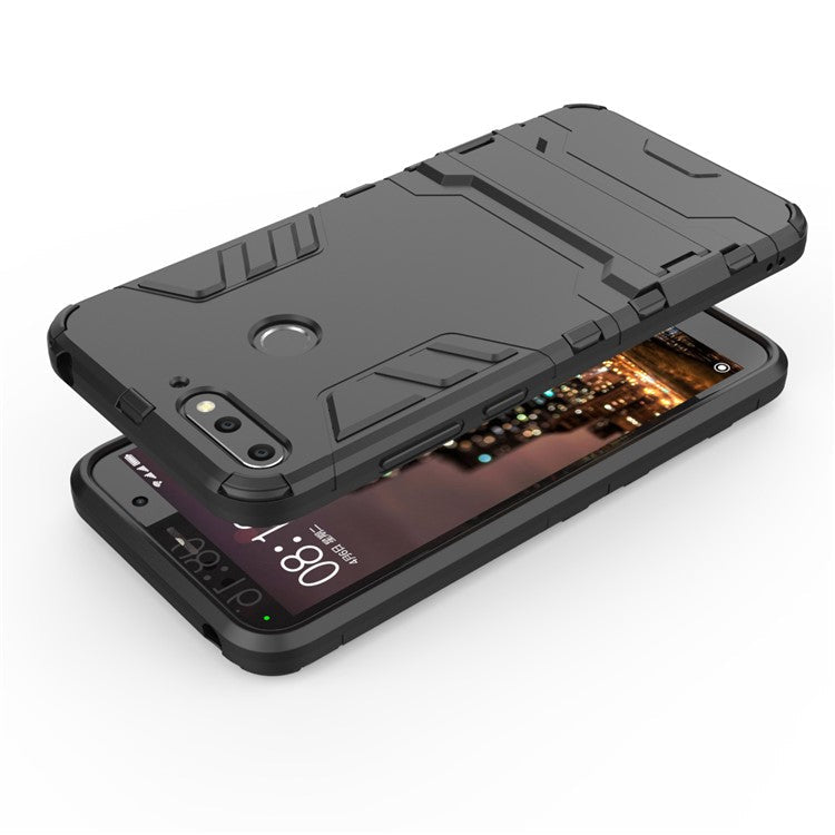 Cool Guard PC TPU Kickstand Case for Huawei Honor 7A (with Fingerprint Sensor)/Honor 7A Pro/Enjoy 8e - Black