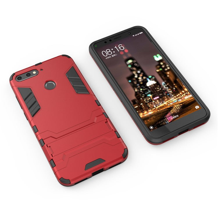 Cool Guard PC TPU Kickstand Shell for Huawei Honor 7A (with Fingerprint Sensor)/Honor 7A Pro/Enjoy 8e - Red