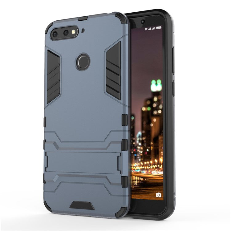 Cool Guard PC TPU Kickstand Phone Accessory Cover for Huawei Honor 7A (with Fingerprint Sensor)/Honor 7A Pro/Enjoy 8e - Dark Blue