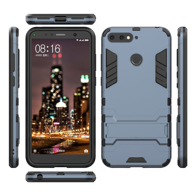 Cool Guard PC TPU Kickstand Phone Accessory Cover for Huawei Honor 7A (with Fingerprint Sensor)/Honor 7A Pro/Enjoy 8e - Dark Blue