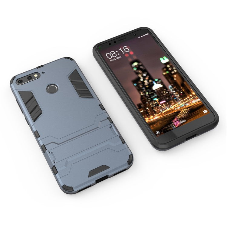 Cool Guard PC TPU Kickstand Phone Accessory Cover for Huawei Honor 7A (with Fingerprint Sensor)/Honor 7A Pro/Enjoy 8e - Dark Blue