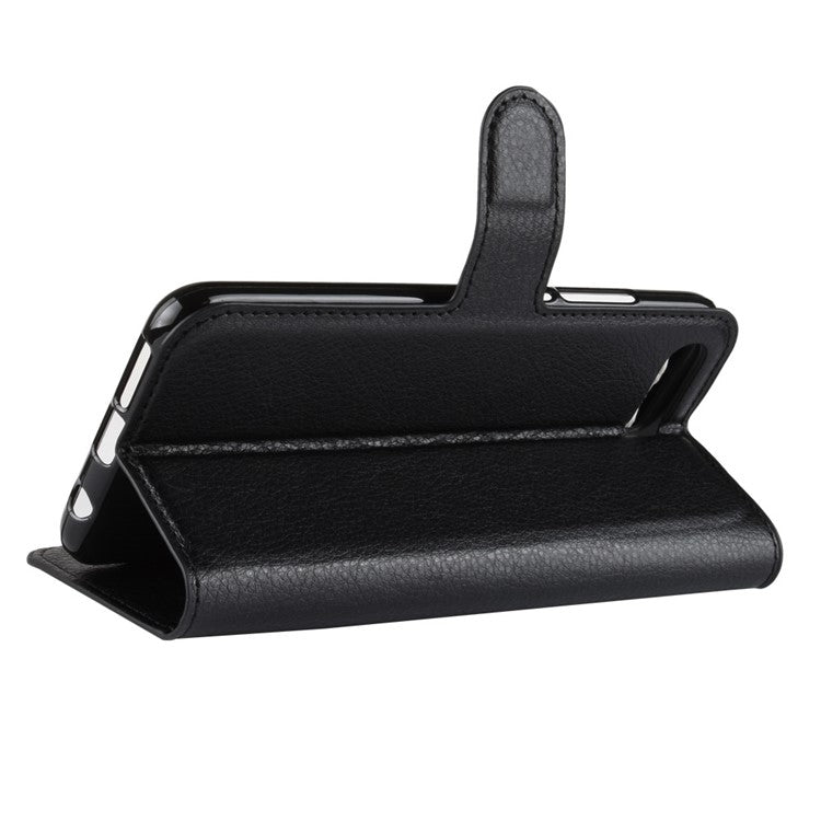 Litchi Texture Wallet Stand Leather Phone Case for Huawei Honor 10 - Black