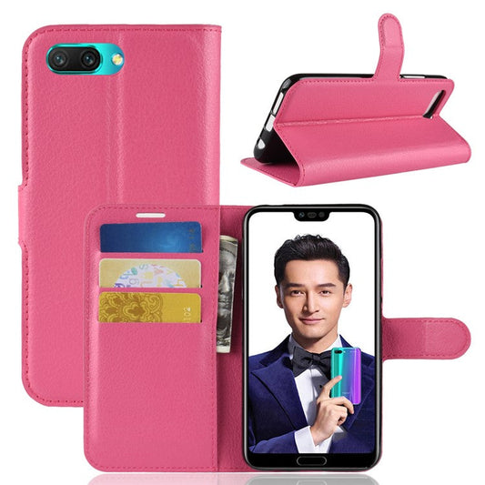 Litchi Texture Wallet Stand Leather Mobile Case for Huawei Honor 10 - Rose