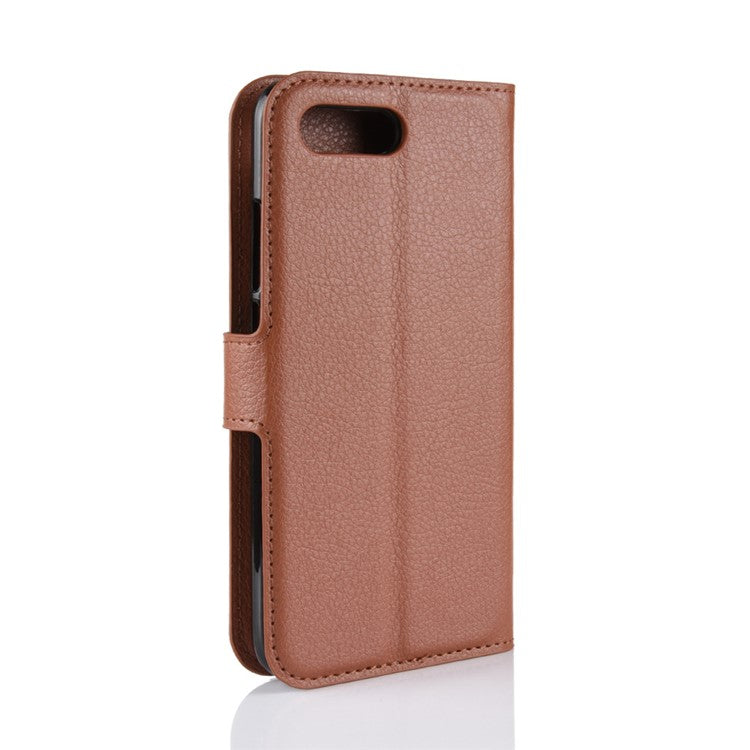 Litchi Texture Wallet Stand Leather Cover Protector for Huawei Honor 10 - Brown
