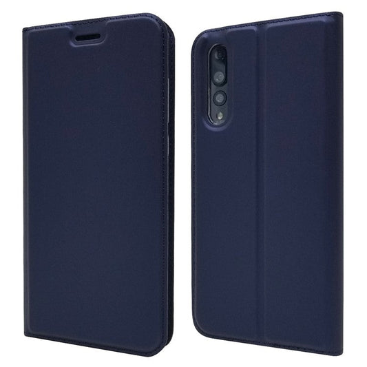 Magnetic Adsorption Leather Stand Phone Casing with Card Slot for Huawei P20 Pro - Dark Blue
