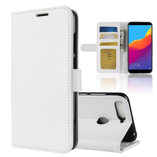 Crazy Horse Leather Stand Phone Cover for Huawei Honor 7A (with Fingerprint Sensor)/Honor 7A Pro/Enjoy 8e - White