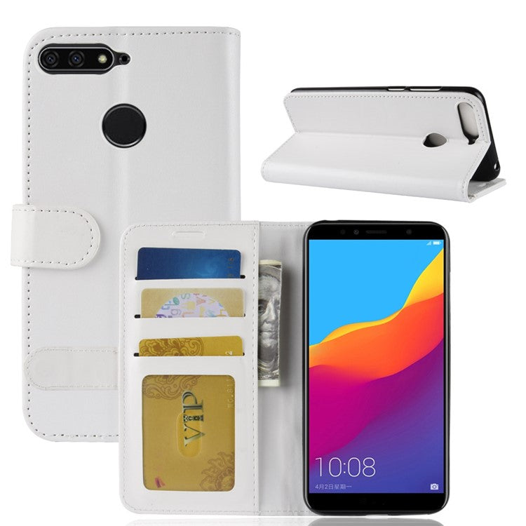 Crazy Horse Leather Stand Phone Cover for Huawei Honor 7A (with Fingerprint Sensor)/Honor 7A Pro/Enjoy 8e - White