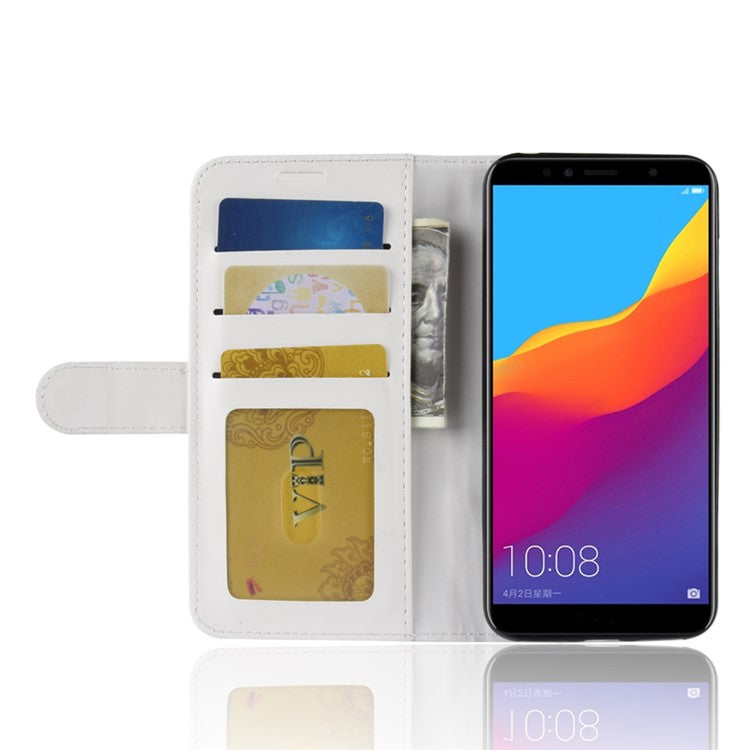 Crazy Horse Leather Stand Phone Cover for Huawei Honor 7A (with Fingerprint Sensor)/Honor 7A Pro/Enjoy 8e - White