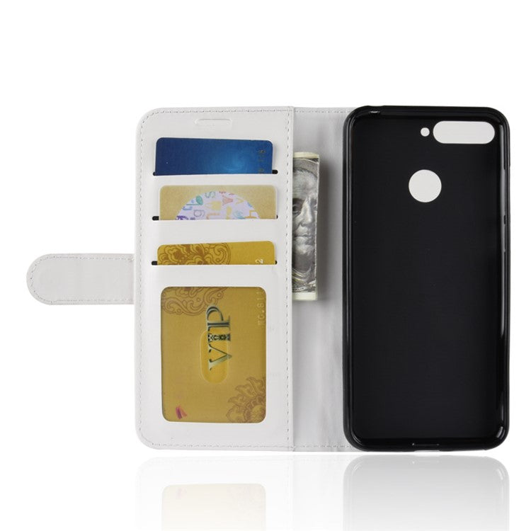 Crazy Horse Leather Stand Phone Cover for Huawei Honor 7A (with Fingerprint Sensor)/Honor 7A Pro/Enjoy 8e - White