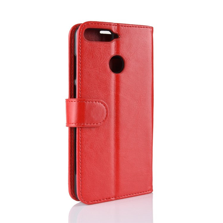 Crazy Horse Leather Wallet Flip Case for Huawei Honor 7A (with Fingerprint Sensor)/Honor 7A Pro/Enjoy 8e - Red