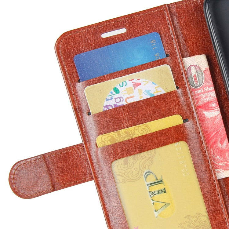 Crazy Horse Leather Wallet Mobile Casing for Huawei Honor 7A (with Fingerprint Sensor)/Honor 7A Pro/Enjoy 8e - Brown