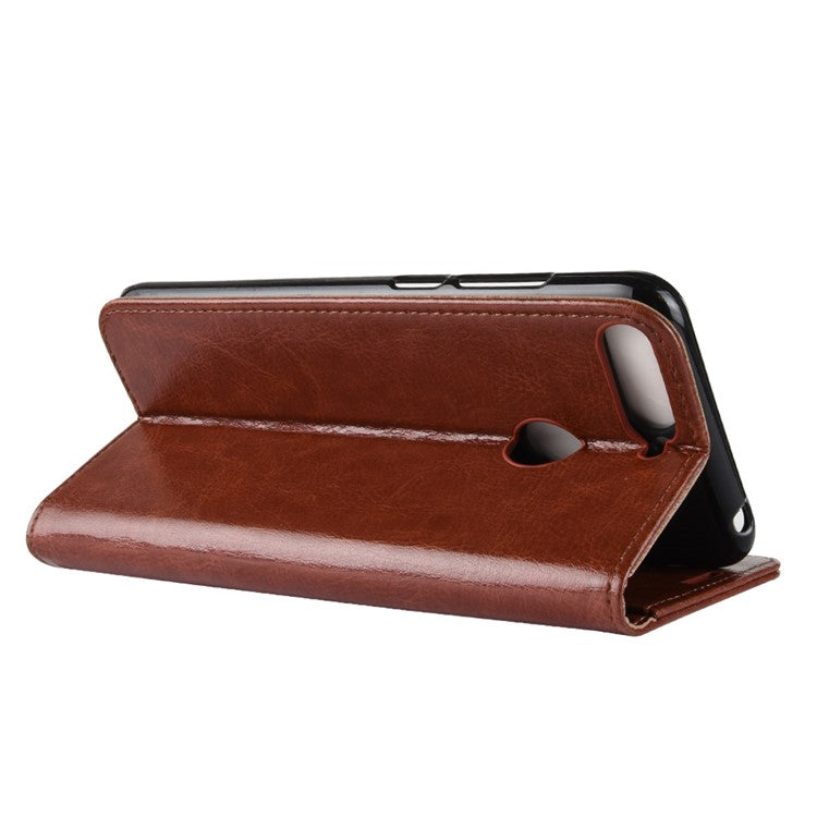 Crazy Horse Leather Wallet Mobile Casing for Huawei Honor 7A (with Fingerprint Sensor)/Honor 7A Pro/Enjoy 8e - Brown