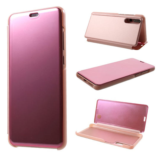 Plated Mirror Surface Leather Stand Mobile Flip Case for Huawei P20 Pro - Rose Gold