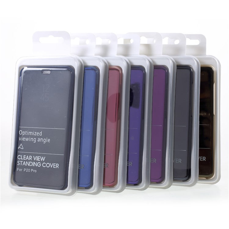 Plated Mirror Surface Leather Stand Mobile Flip Case for Huawei P20 Pro - Rose Gold