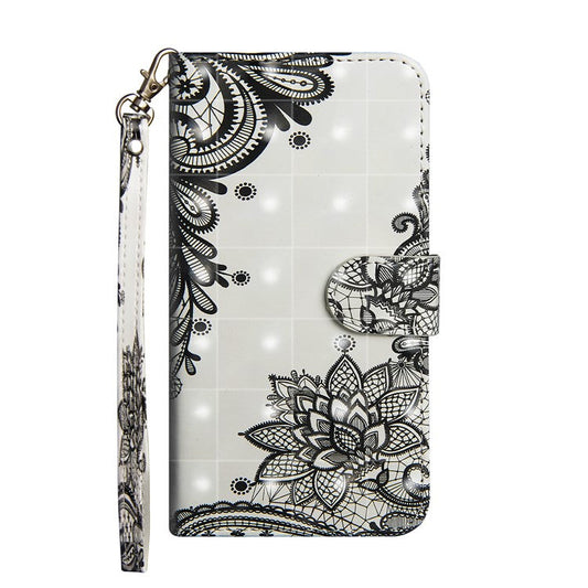 Pattern Printing Wallet Stand Leather Flip Mobile Cover for Huawei P Smart / Enjoy 7S - Lace Flower