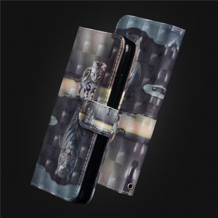 Pattern Printing Wallet Stand PU Leather Folio Accessory Case for Huawei P Smart / Enjoy 7S - Cat
