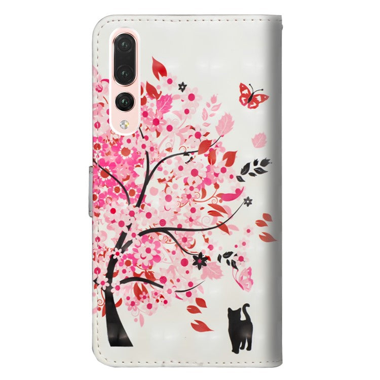 Pattern Printing Wallet Stand Leather Flip Casing for Huawei P20 Pro - Flowered Tree